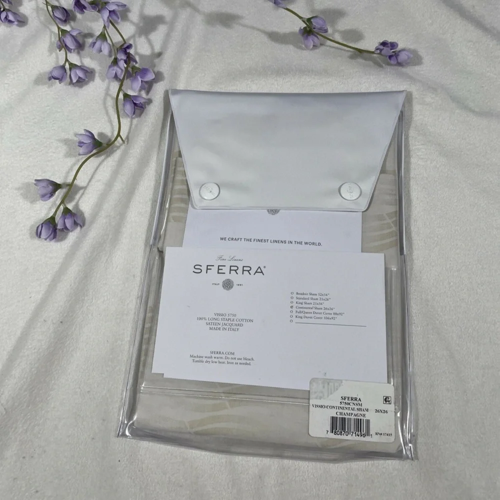 NIB SFERRA Vissio [ 1 Euro Continental] Pillow Sham Champagne 26‎ x 26